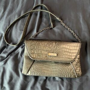 Nine West Green Croc-Embossed Crossbody Bag